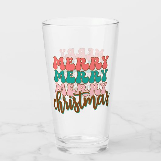Merry Merry Frory Weihnachtstypografie Glas (Rückseite)