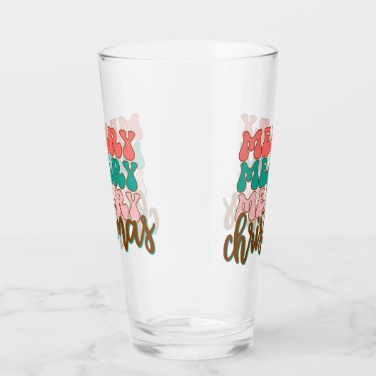 Merry Merry Frory Weihnachtstypografie Glas (Rechts)