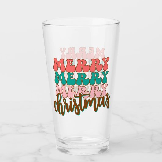Merry Merry Frory Weihnachtstypografie Glas (Vorderseite)