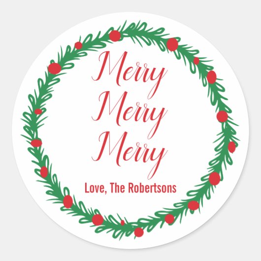 Merry Merry Labels, Geschenkartikel, Weihnachten Runder Aufkleber (Vorderseite)