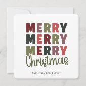 Merry Merry Merry Christmas Custom Feiertagskarte (Vorderseite)