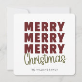Merry Merry Merry Christmas Custom Feiertagskarte (Vorderseite)