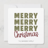 Merry Merry Merry Christmas Custom Feiertagskarte (Vorderseite)
