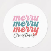 merry merry merry christmas multicolored font etiketten (Design 2)