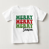 Merry Merry Merry Season - Retro Holiday Art Baby T-shirt (Vorderseite)