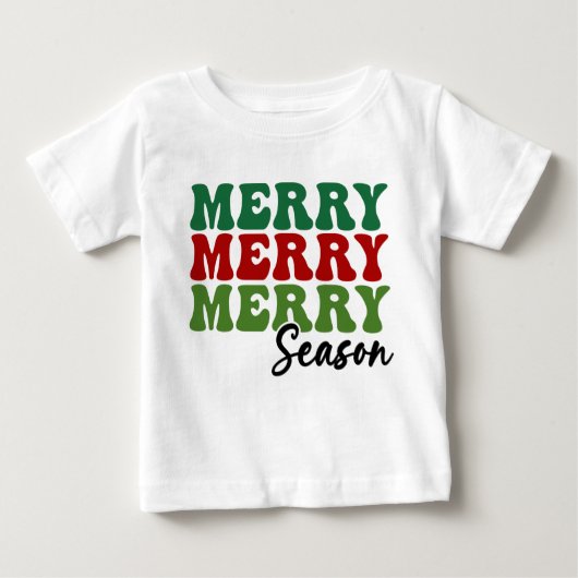 Merry Merry Merry Season - Retro Holiday Art Baby T-shirt (Vorderseite)