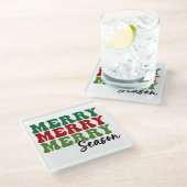 Merry Merry Merry Season - Retro Holiday Art Glasuntersetzer (Schrägansicht)