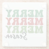 Merry Merry Merry Season - Retro Holiday Art Glasuntersetzer (Rückseite)