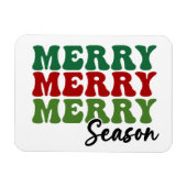 Merry Merry Merry Season - Retro Holiday Art Magnet (Horizontal)