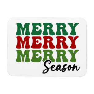 Merry Merry Merry Season - Retro Holiday Art Magnet