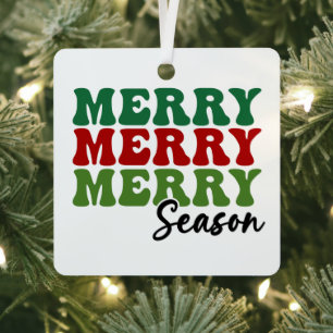 Merry Merry Merry Season - Retro Holiday Art Ornament Aus Metall