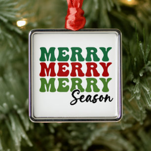 Merry Merry Merry Season - Retro Holiday Art Ornament Aus Metall