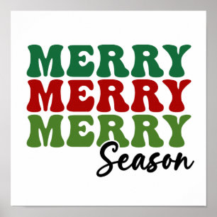 Merry Merry Merry Season - Retro Holiday Art Poster