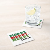 Merry Merry Merry Season - Retro Holiday Art Rechteckiger Pappuntersetzer (Vor Ort)