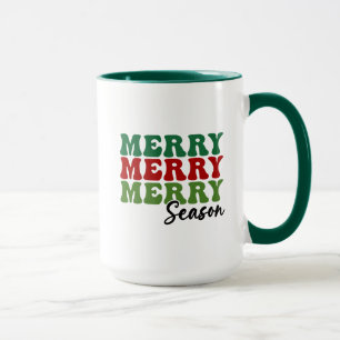 Merry Merry Merry Season - Retro Holiday Art Tasse