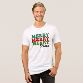 Merry Merry Merry Season - Retro Holiday Art Tri-Blend Shirt (Vorderseite voll)