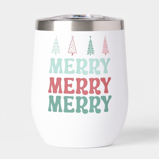 Merry Merry Merry with Pastel Boho Christmas Trees (Vorderseite)
