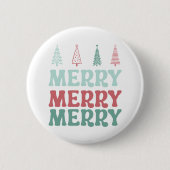 Merry Merry Merry with Pastel Boho Christmas Trees Button (Vorderseite)