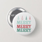 Merry Merry Merry with Pastel Boho Christmas Trees Button (Vorne & Hinten)