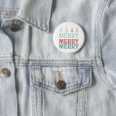 Merry Merry Merry with Pastel Boho Christmas Trees Button (Beispiel)
