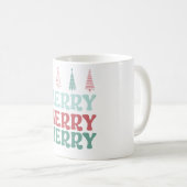 Merry Merry Merry with Pastel Boho Christmas Trees Kaffeetasse (VorderseiteRechts)