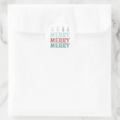 Merry Merry Merry with Pastel Boho Christmas Trees Runder Aufkleber (Tasche)