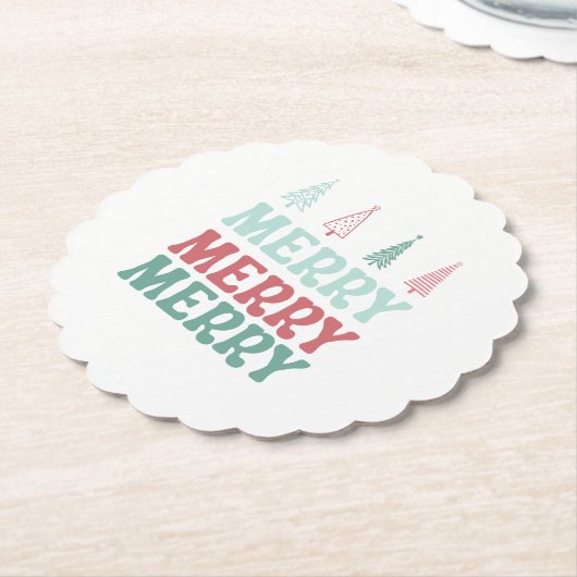 Merry Merry Merry with Pastel Boho Christmas Trees Untersetzer (angewinkelt)