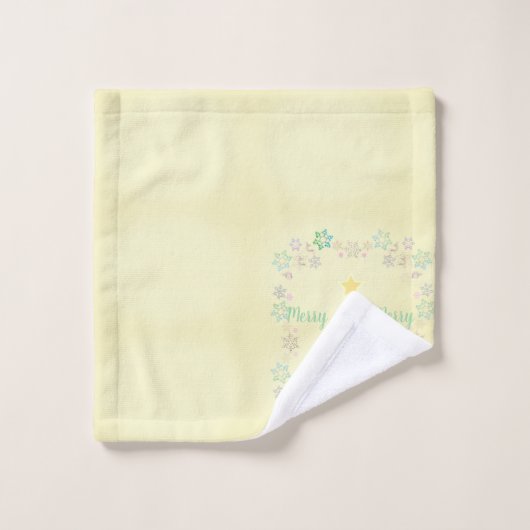 "Merry Merry" Weihnachtsbaum & Schneeflocken Badhandtuch Set (Waschlappen)