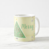 "Merry Merry" Weihnachtsbaum & Schneeflocken Kaffeetasse (VorderseiteRechts)