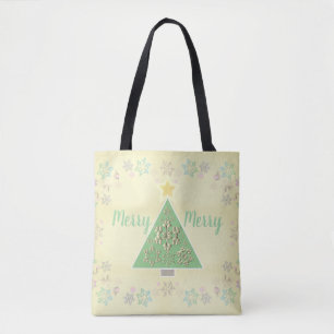 "Merry Merry" Weihnachtsbaum & Schneeflocken Tasche