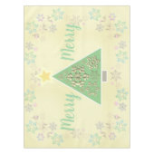 "Merry Merry" Weihnachtsbaum & Schneeflocken Tischdecke (Vorderseite)