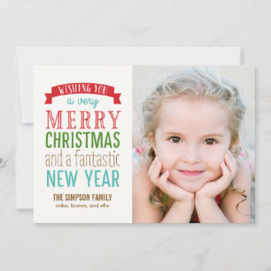 Merry Message Holiday Foto Card - Weiß Feiertagskarte