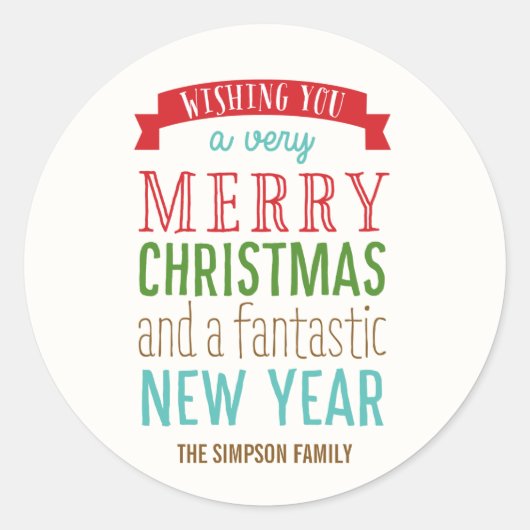 Merry Message Holiday Sticker oder Umschlag Aufkle (Vorderseite)