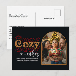 Merry Metallics Cozy Vibes Retro Weihnachts-Foto Feiertagspostkarte