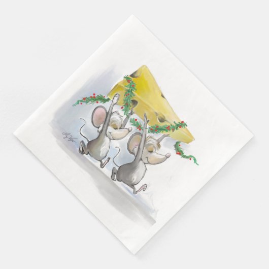 Merry Mice Mic & Mac Holiday Paper Napkin Serviette (Ecke)