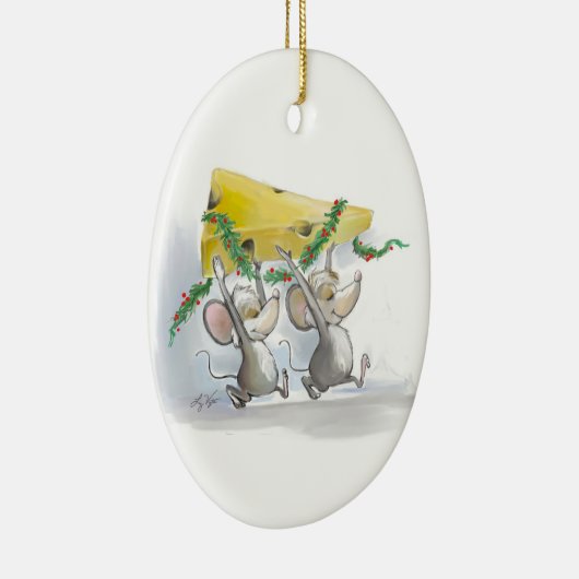 Merry Mice Mic & Mac Oval Ornament (Rechts)