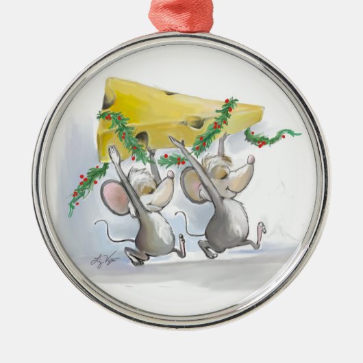 Merry Mice Mic & Mac Round Premium Ornament (Vorne)