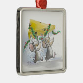 Merry Mice Mic & Mac Square Premium Ornament (Rechts)
