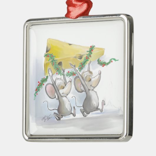 Merry Mice Mic & Mac Square Premium Ornament (Links)