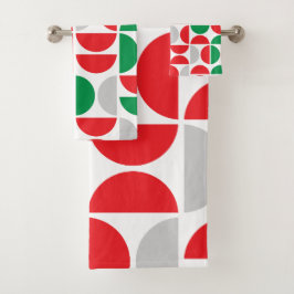 Merry Mid Century Holiday Tiles Badhandtuch Set