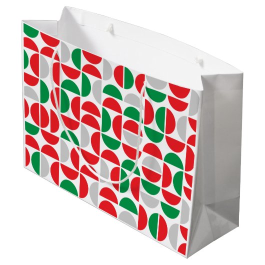 Merry Mid Century Holiday Tiles Große Geschenktüte (Rückseite Schrägansicht)