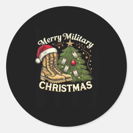 Merry Military Christmas Festive Military Boots &a Runder Aufkleber (Vorderseite)