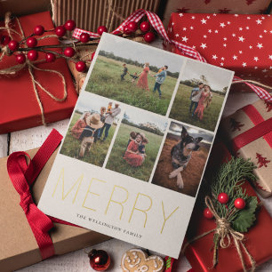 Merry Minimalistisch 5 Foto Folien Feiertagskarte