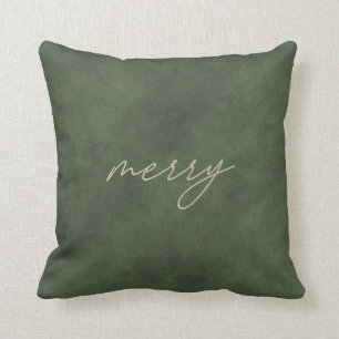 Merry - Minimalistisches grünes Velvet Weihnachten Kissen