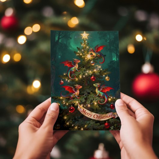 Merry Mischief – Christmas Dragons in the Tree Karte