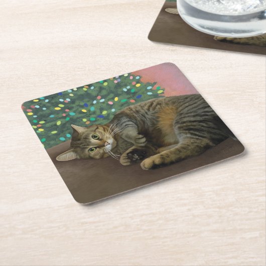 Merry Mischief - Christmas Kitty Rechteckiger Pappuntersetzer (angewinkelt)