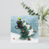 Merry Mischief – Curious Cat Einladung (Stehend Vorderseite)