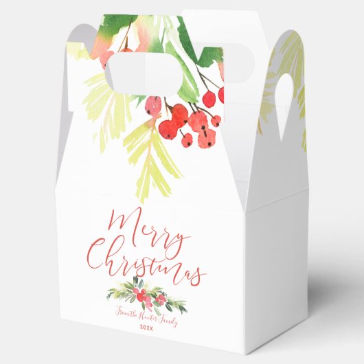 Merry Mistletoe | Anpassbare Wasserfarbe Geschenkschachtel (Geöffnet)