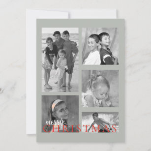 Merry Mistletoe Doppelseitige Fotokarte in Grau Feiertagskarte