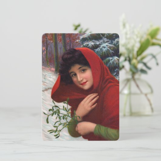 Merry Mistletoe Maiden Einladung (Stehend Vorderseite)